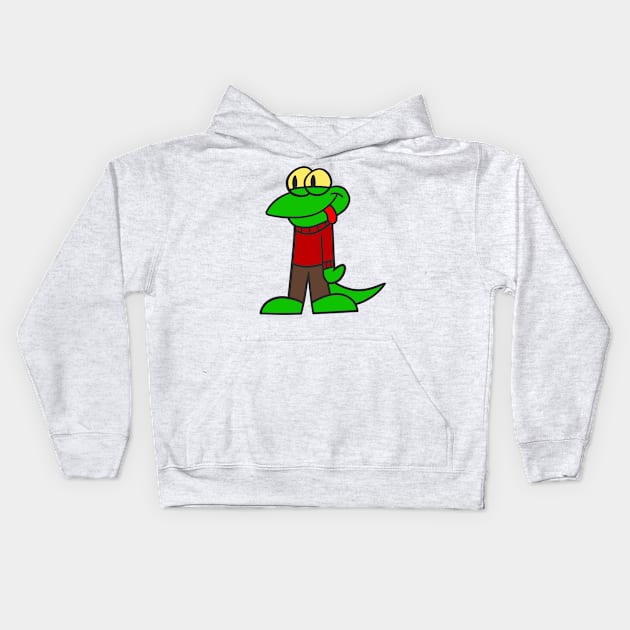 Cartoon Lizard Guy Kids Hoodie by npgcole